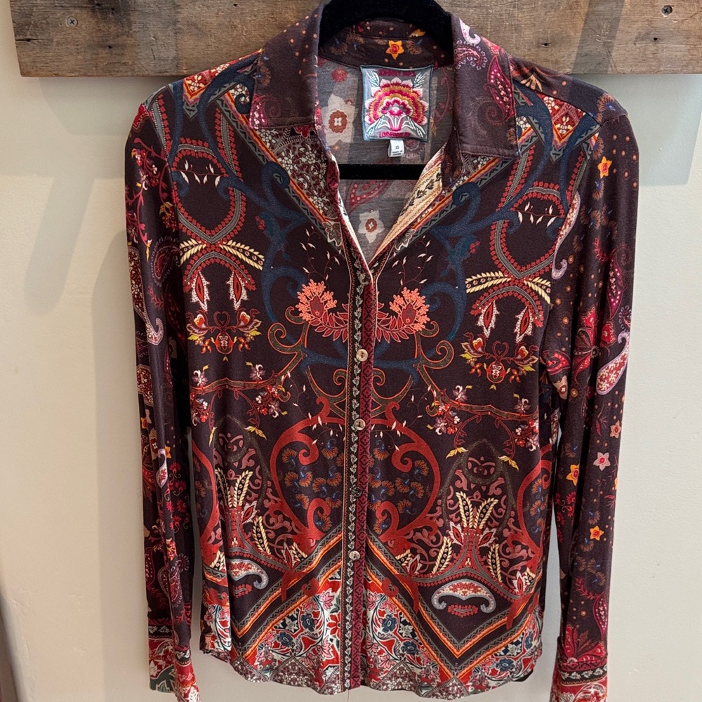 Johnny Was Floral Embroidered Top